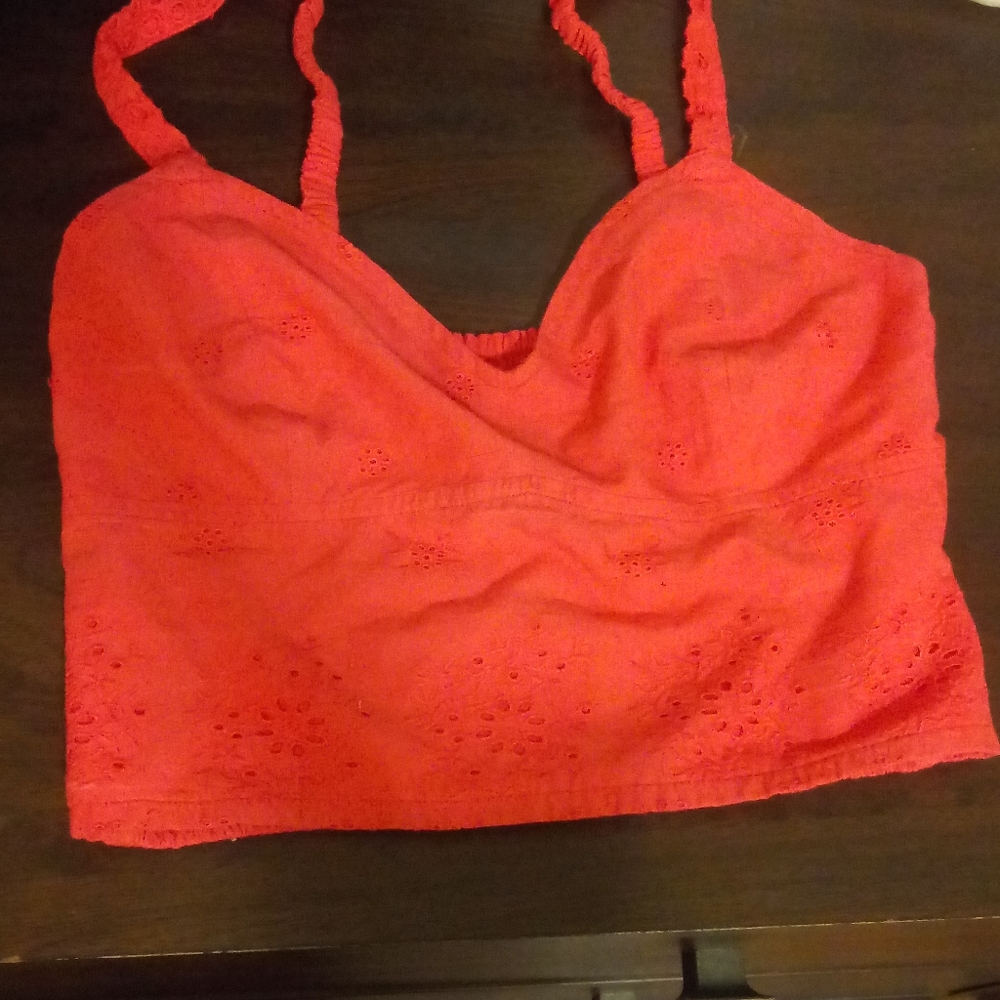 Hollister Red Cropped Cami/Top bralette Sz M.